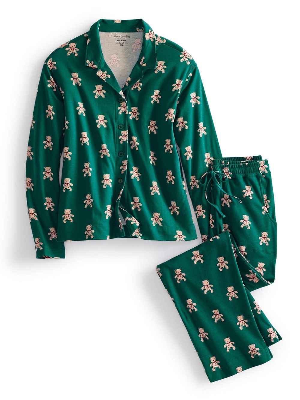 Vera Bradley Bear Mosaic Long Sleeve Pajama Set Size Large